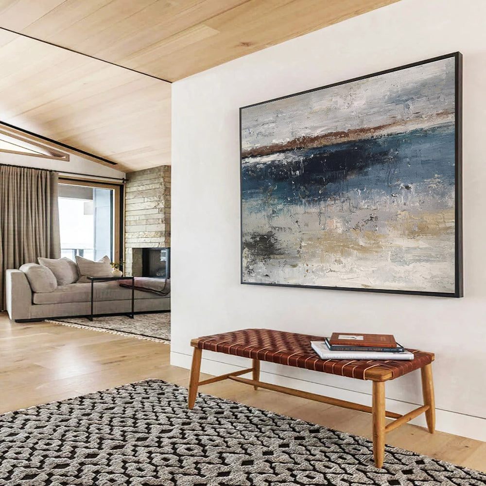 Textured Coastal Abstract Painting On Canvas DKH288