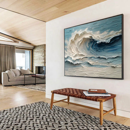 “Textured Ocean Wave” - Impasto Seascape Painting On Canvas DKH816