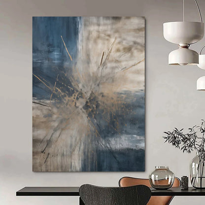 “Blue - Brown Abstract Burst” - Abstract Expressionist Painting On Canvas DTP119