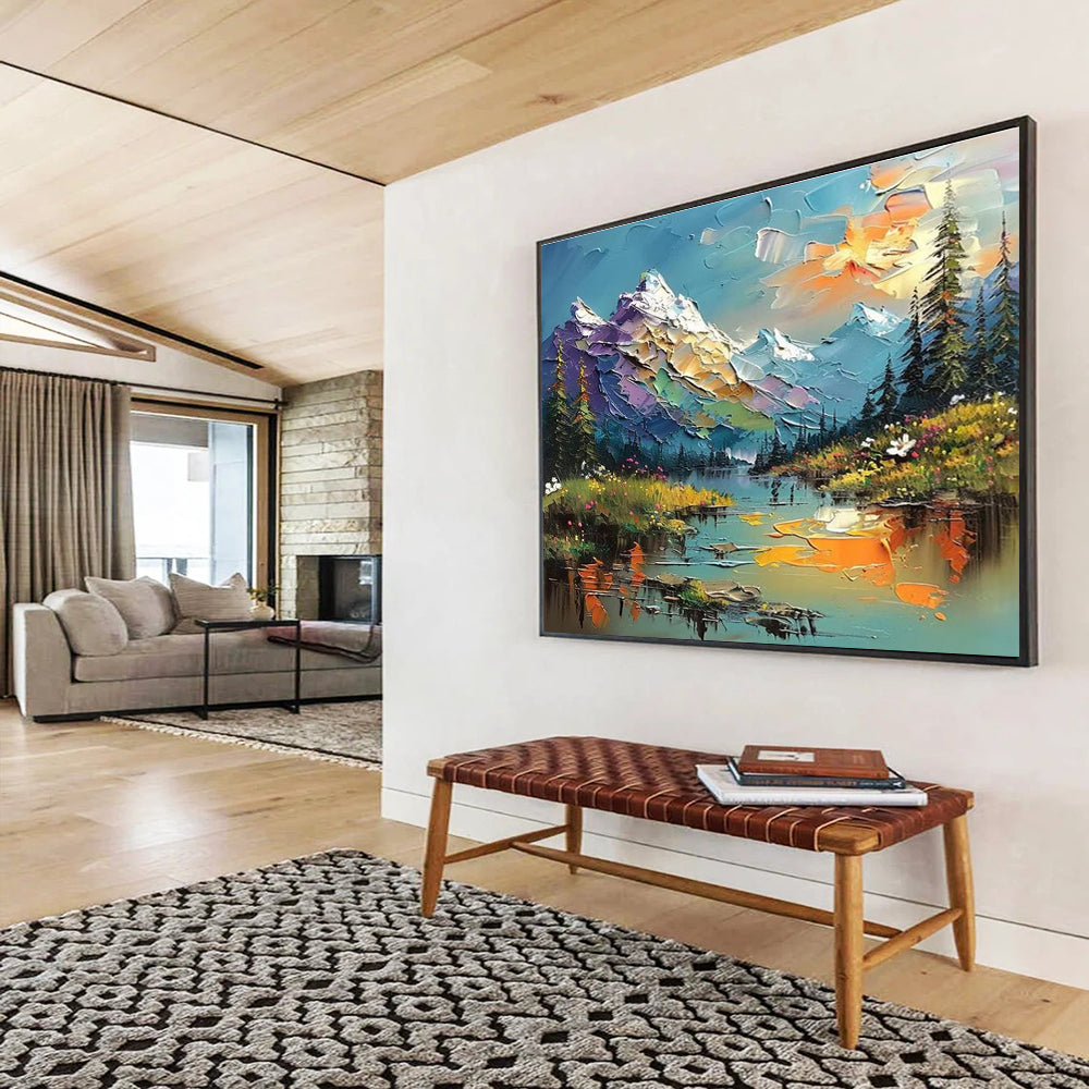 “Colorful Mountain Landscape” - Impasto Scenery Painting On Canvas DKH826