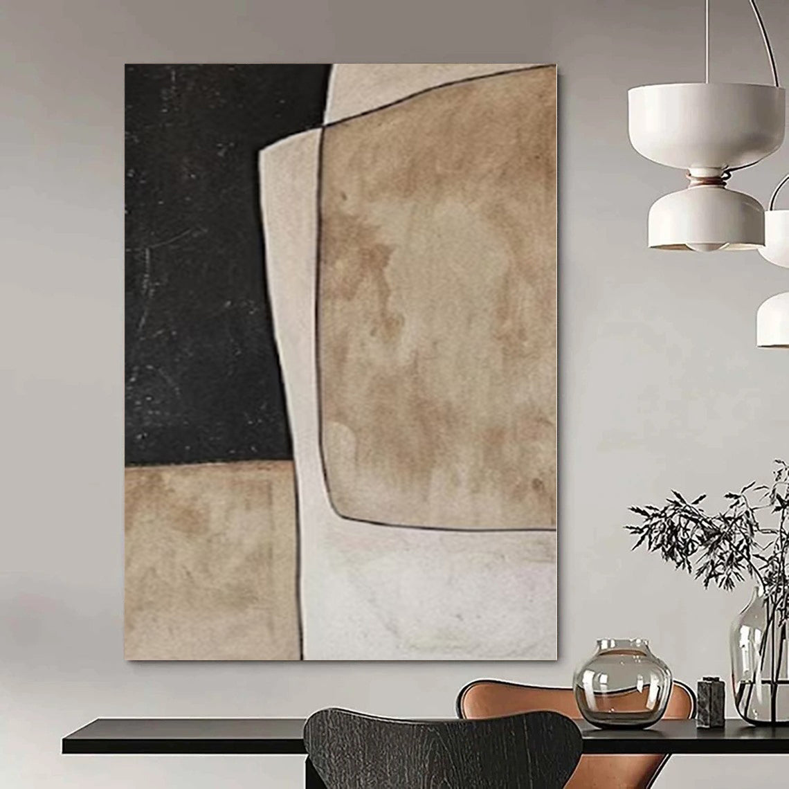 “Neutral Toned Geometric Collage” – Abstract Collage - Style Painting CT1080