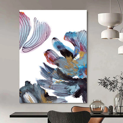 “Gold - Accented Floral Abstract” - Colorful Floral Abstract with Gold Details Painting On Canvas DTP199