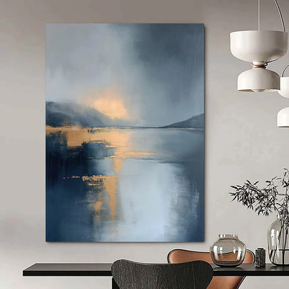 “Golden - Reflected Lake” ，Abstract Landscape Oil Painting CT0940