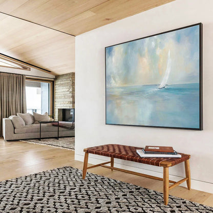 “Sailboat on Soft Sea” Impressionist Oil Painting On Canvas DKH436