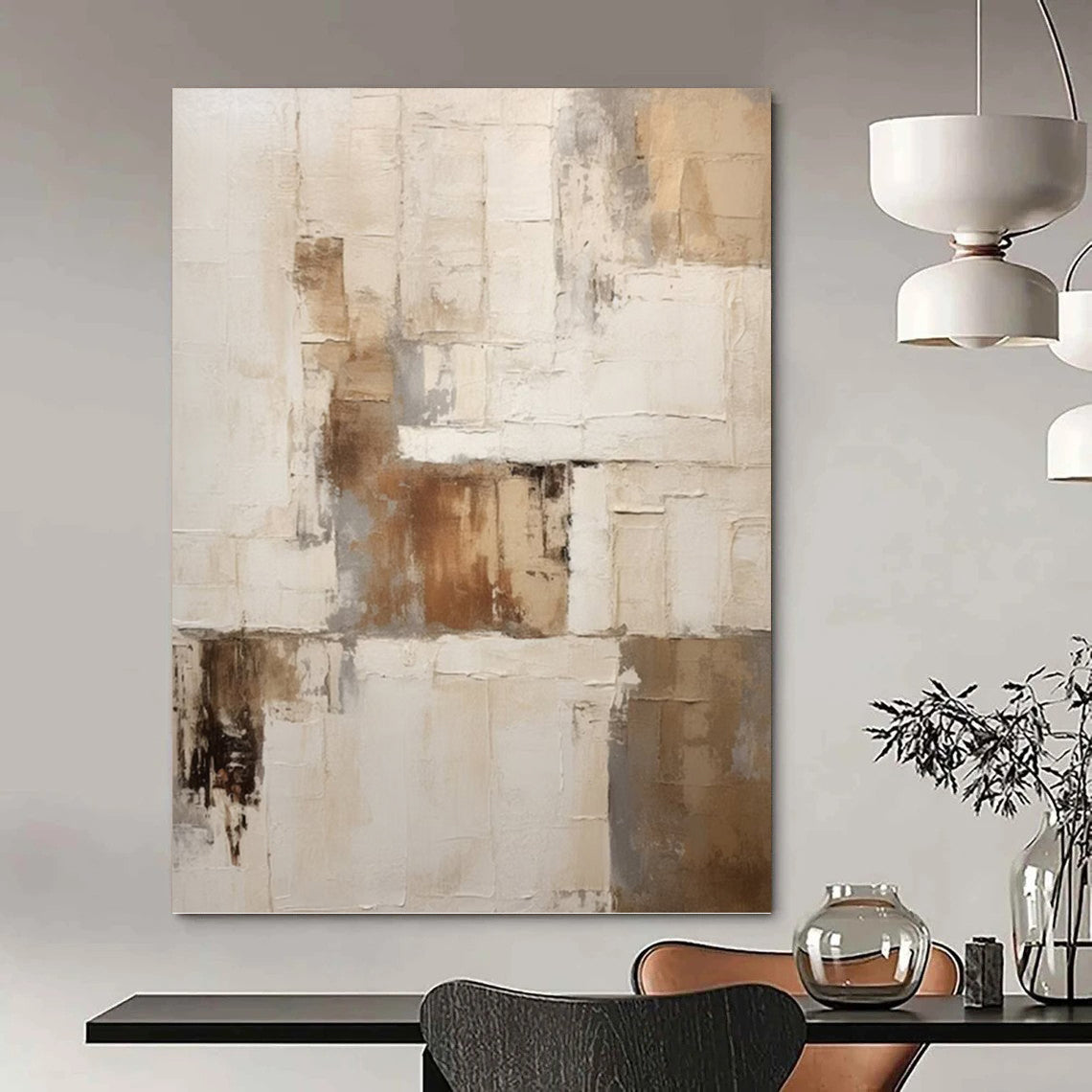 Textured Neutral Abstract Composition - Abstract Painting On Canvas DKH1310