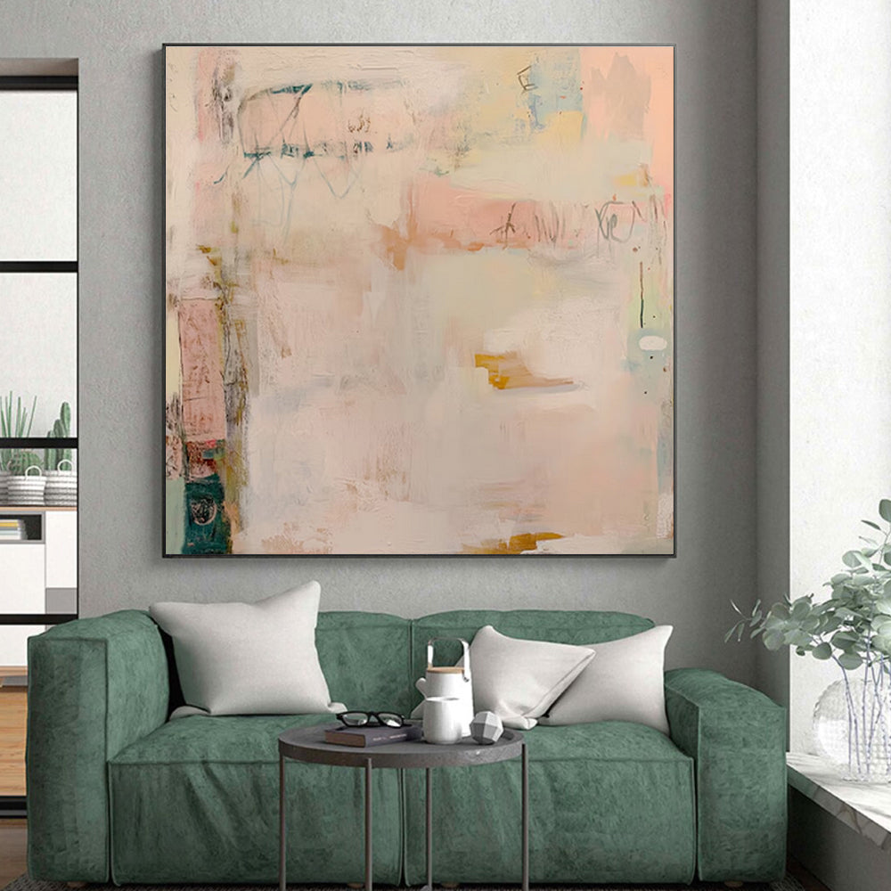 “Soft Pastel Hues, Abstract Layers” - “Dreamy Whispers”，Abstract Acrylic Painting CT0684