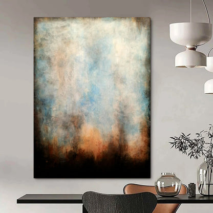 “Muted Blue & Brown Atmospheric Abstract” - Abstract Painting On Canvas CT2324