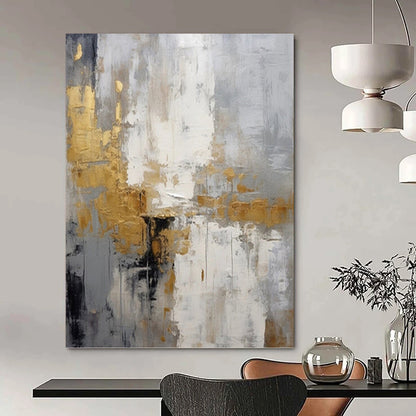 “Gilded Gray Abstraction” - Sophisticated Abstract Painting On Canvas DKH1062