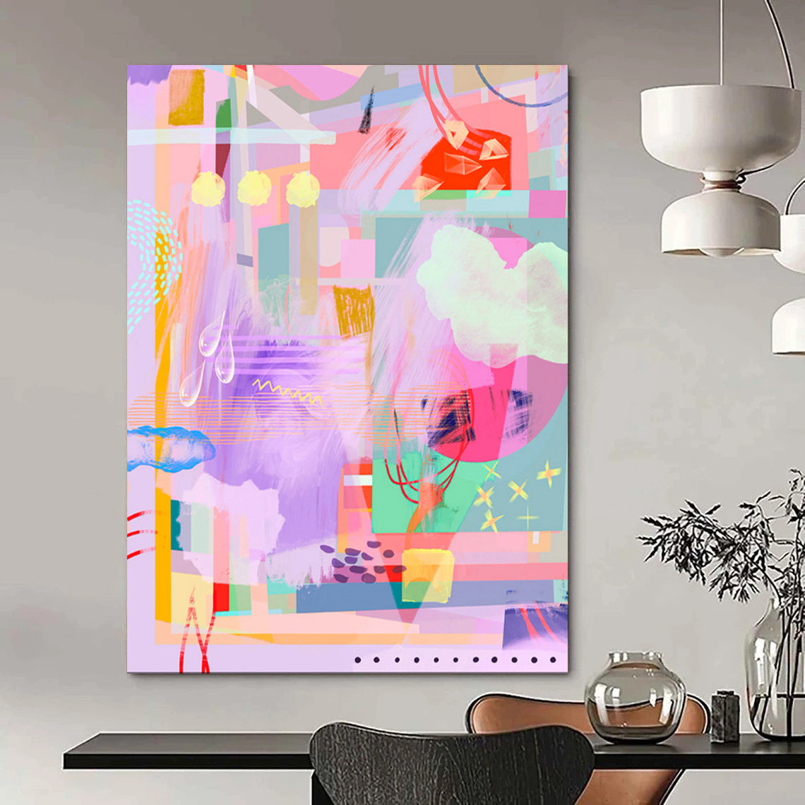 “Pastel Pop” - Abstract Geometric Color Fusion Art on Canvas CT1864
