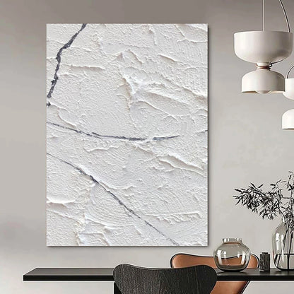 “White Plaster - Like Textures” - Minimalist Abstract Painting On Canvas DKH1673