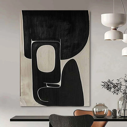 “Black - White Geometric Harmony” – Abstract Geometric Painting CT1074
