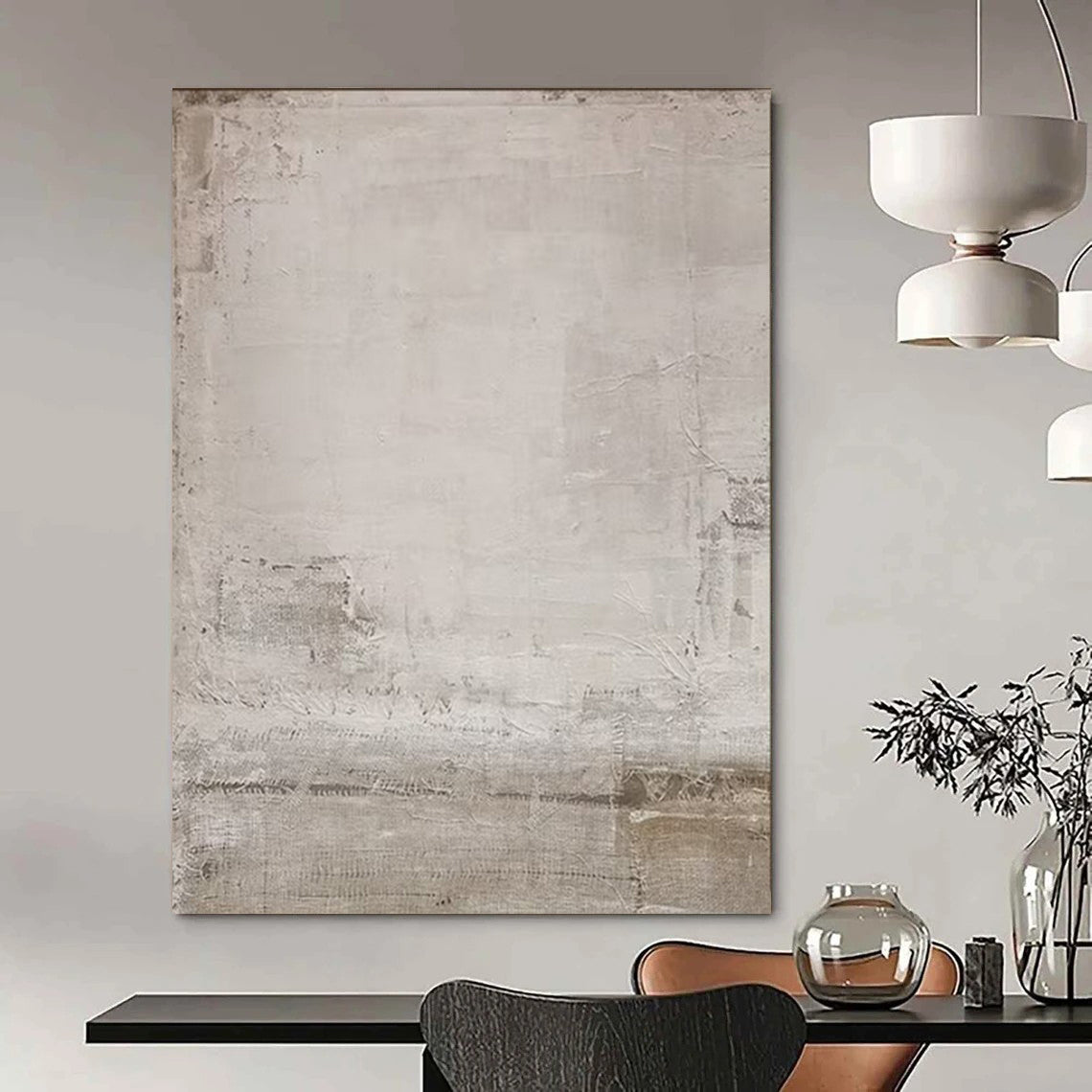 “Light Gray & Brown Textured Simplicity” – Abstract Simple Art CT0971