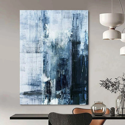 “Blue - Gray Abstract Cityscape” - Abstract Painting On Canvas CT2343