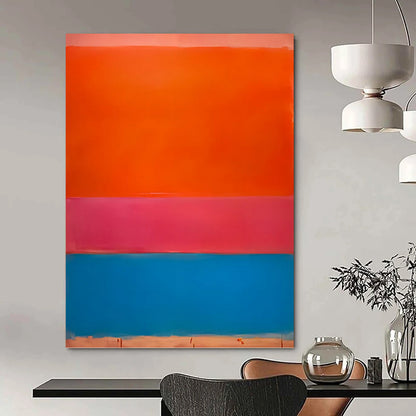 “Color Block Trio in Orange, Pink & Blue” - Classic Color Field Painting On Canvas DKH1604