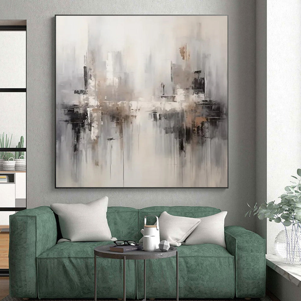 “Gray - Beige Abstract Cityscape” ，Abstract Acrylic Painting CT0830