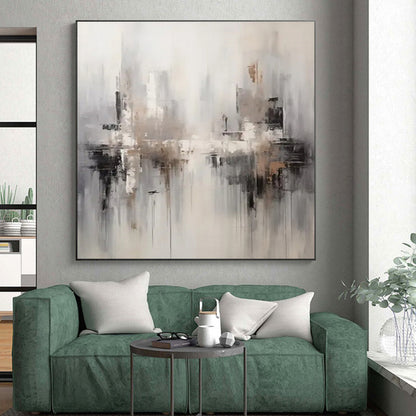 “Gray - Beige Abstract Cityscape” ，Abstract Acrylic Painting CT0830