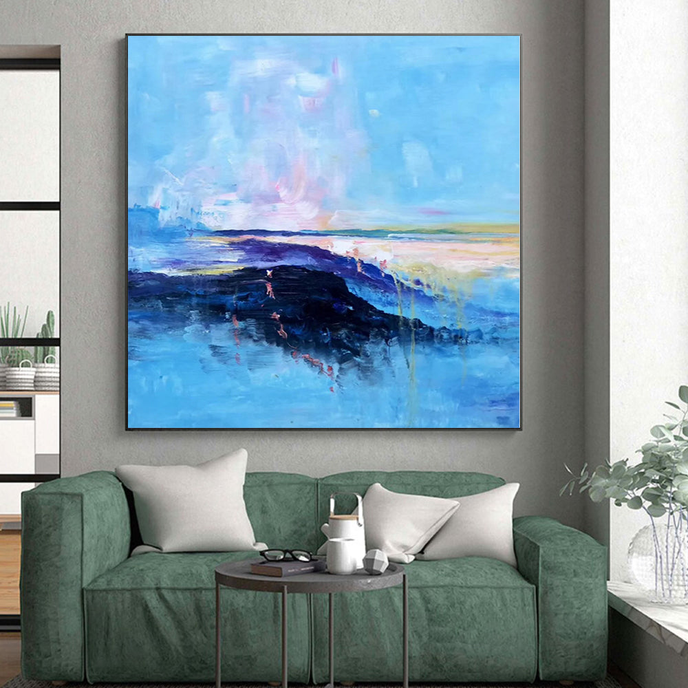 “Pastel Sky Coastal View” Abstract Acrylic Art CT0326