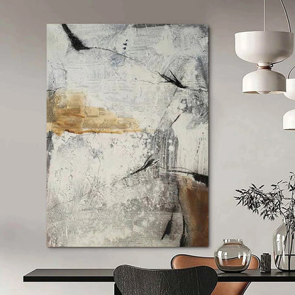 “Gray, White, Brown Textured Abstract ‘Urban Relic’” - Impasto Cityscape - Inspired Painting On Canvas DTP338