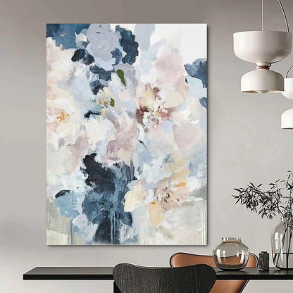 “Pastel Floral Dream” - Pink, Blue & White Flower - Themed Painting On Canvas DKH0929