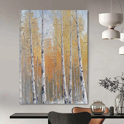 Autumn Birch Forest - Landscape Painting On Canvas DKH1299
