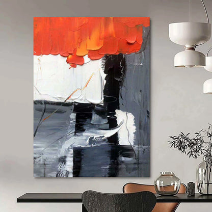 “Monochromatic Contrast Abstraction” - Dramatic Abstract Painting On Canvas DKH1058