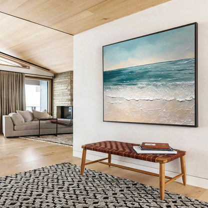 “Blue - Green Seaside Serenity” Seascape Painting On Canvas DLZ062