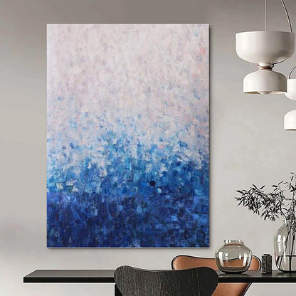 Blue and White Gradient Abstract - Minimalist Abstract Painting On Canvas DKH1350