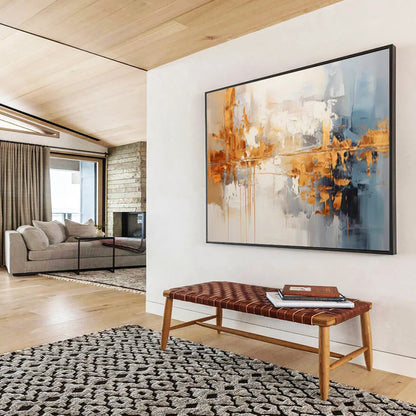 Gold and Gray Abstract Reflection - Textured Abstract Painting On Canvas DLZ183