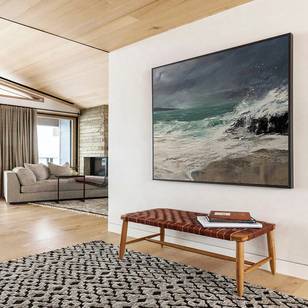 “Stormy Sea ‘Wild Coastal Waves’” - Realist Seascape Painting On Canvas DLZ043
