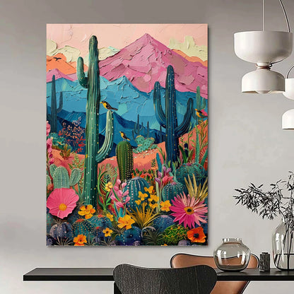 Colorful Desert Landscape - Impasto Landscape Painting On Canvas DKH1402