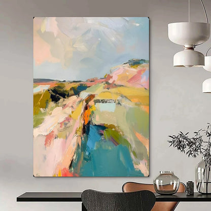 “Color - Blocked Abstract Landscape” – Modern Impressionistic Oil Painting On Canvas CT2146