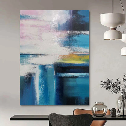 “Pink - Blue - White Colorful Abstract” Painting On Canvas DKH1232