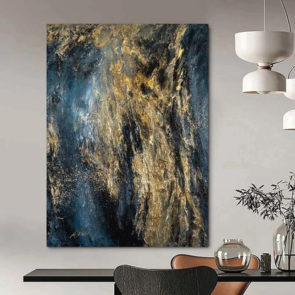 “Dark Gold Abstraction” - Dark & Gold Abstract Painting On Canvas CT2246