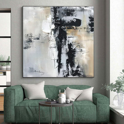 “Black - White - Gray Textured Abstraction” ，Abstract Acrylic Painting CT0799