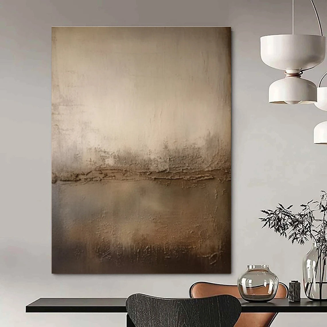 Beige & Brown Textured Gradient - "Earth’s Horizon" - Textured Abstract Painting CT1467