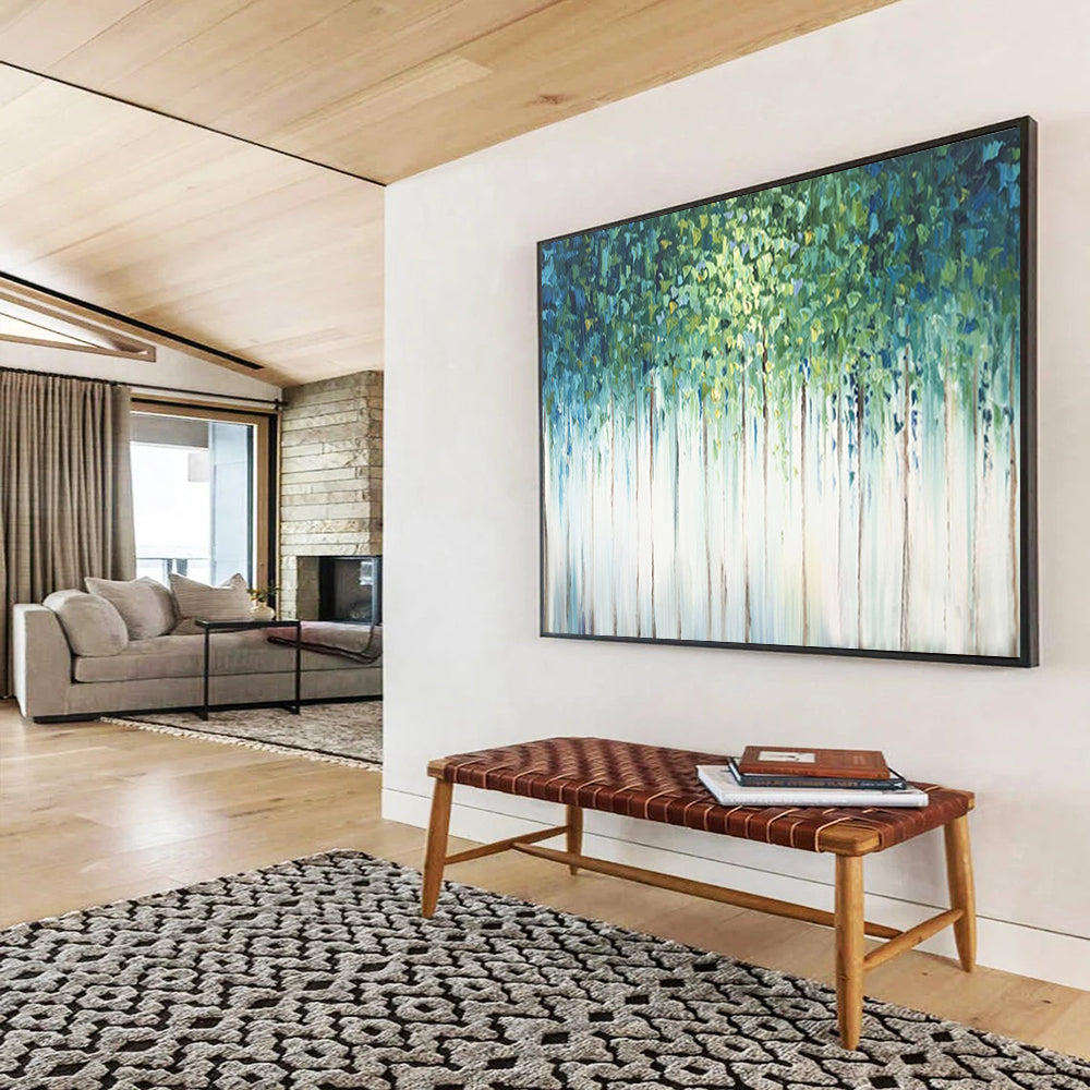 Emerald Green Forest - Abstract Landscape Painting On Canvas DLZ206