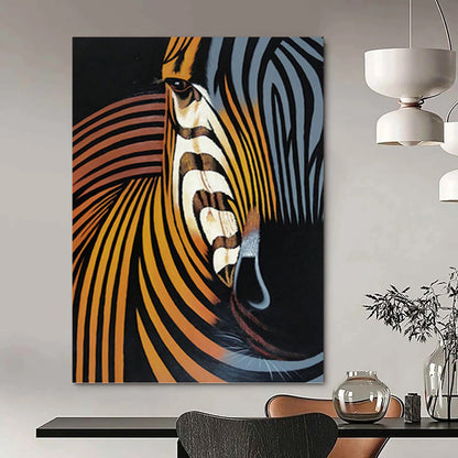 Abstract Zebra in Warm Tones - Wildlife Painting On Canvas DKH1447