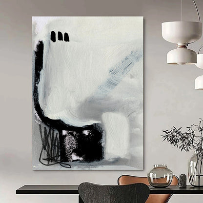 “Abstract Black and Gray Forms” - Black, Gray, and White Abstract Painting On Canvas DTP205