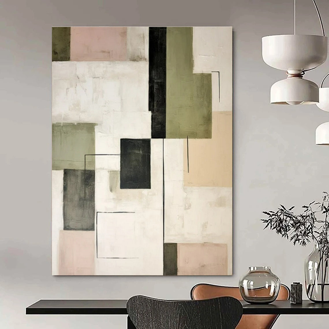 Muted Tones, Geometric Forms & Lines - "Subtle Structure" - Abstract Acrylic Painting CT1446