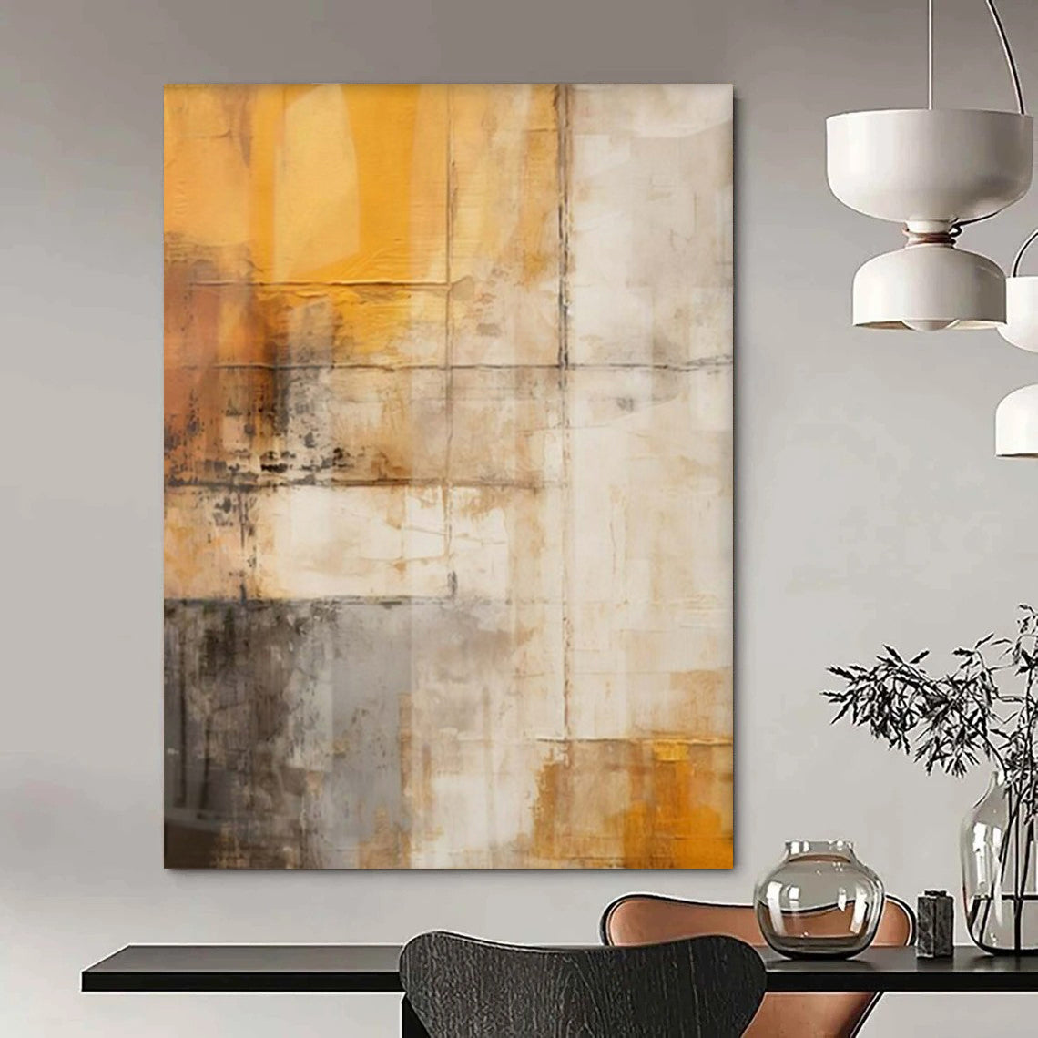 “Soft Color Block with Subtle Details” – Abstract Color - Block Painting CT1057