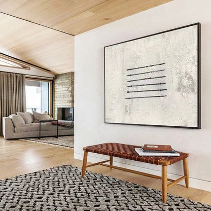 “Linear Simplicity in Gray” - Gray & Black Minimalist Abstract Painting On Canvas DLZ262