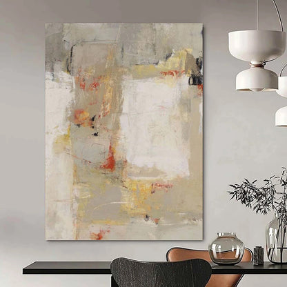 Neutral Tones with Red and Yellow Abstract - Abstract Painting On Canvas DKH1435