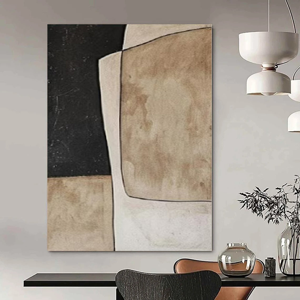 “Neutral Toned Geometric Collage” – Abstract Collage - Style Painting CT1109