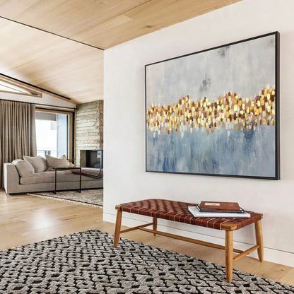 “Gold and Blue Abstract Sparkle” Painting On Canvas DKH164