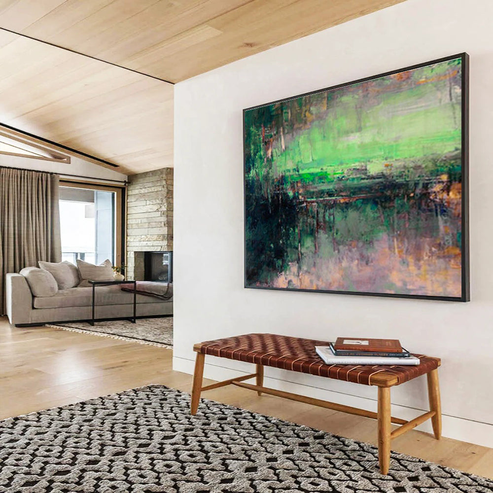 “Green - Toned Abstract Landscape” Abstract Impressionist Painting On Canvas DKH395