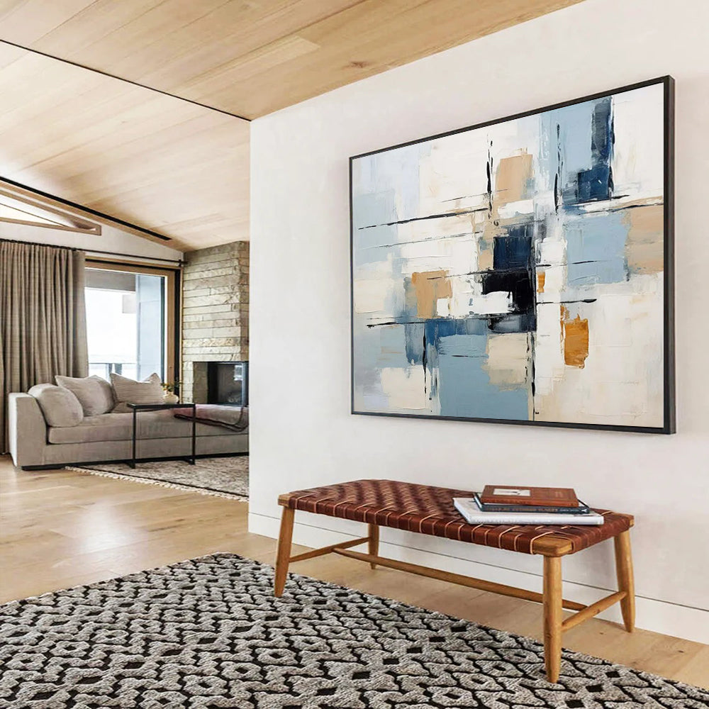 “Soft Tones Geometric Abstraction” Minimalist Abstract Painting On Canvas DLZ092