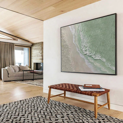 Green and Gray Textured Landscape - Abstract Landscape Painting On Canvas DLZ248