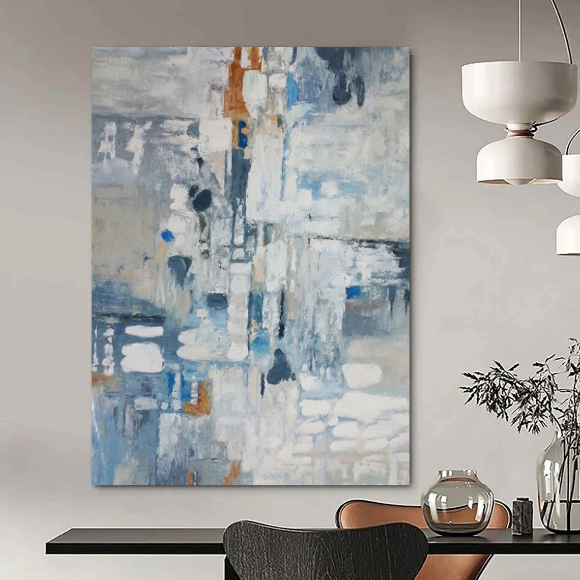 “Blue Abstract Composition” - Expressionist Painting On Canvas DTP028