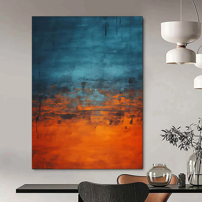 “Blue - Orange Drip Repeat” - Abstract Expressionist Art CT1947