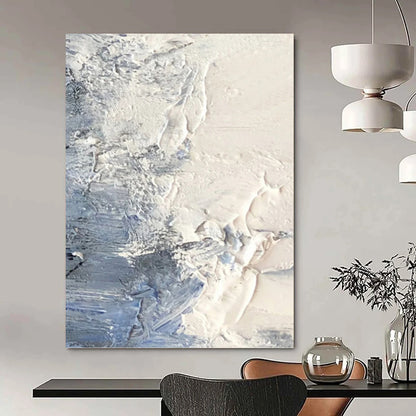 White & Blue Textured Surface - Abstract Textured Painting On Canvas DKH1265